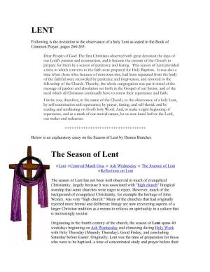 LENT the Season of Lent