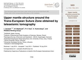 Upper Mantle Structure Around the Trans-European Suture Zone