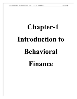 Chapter-1 Introduction to Behavioral Finance