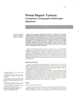 Pineal Region Tumors: Computed Tomographic-Pathologic Spectrum