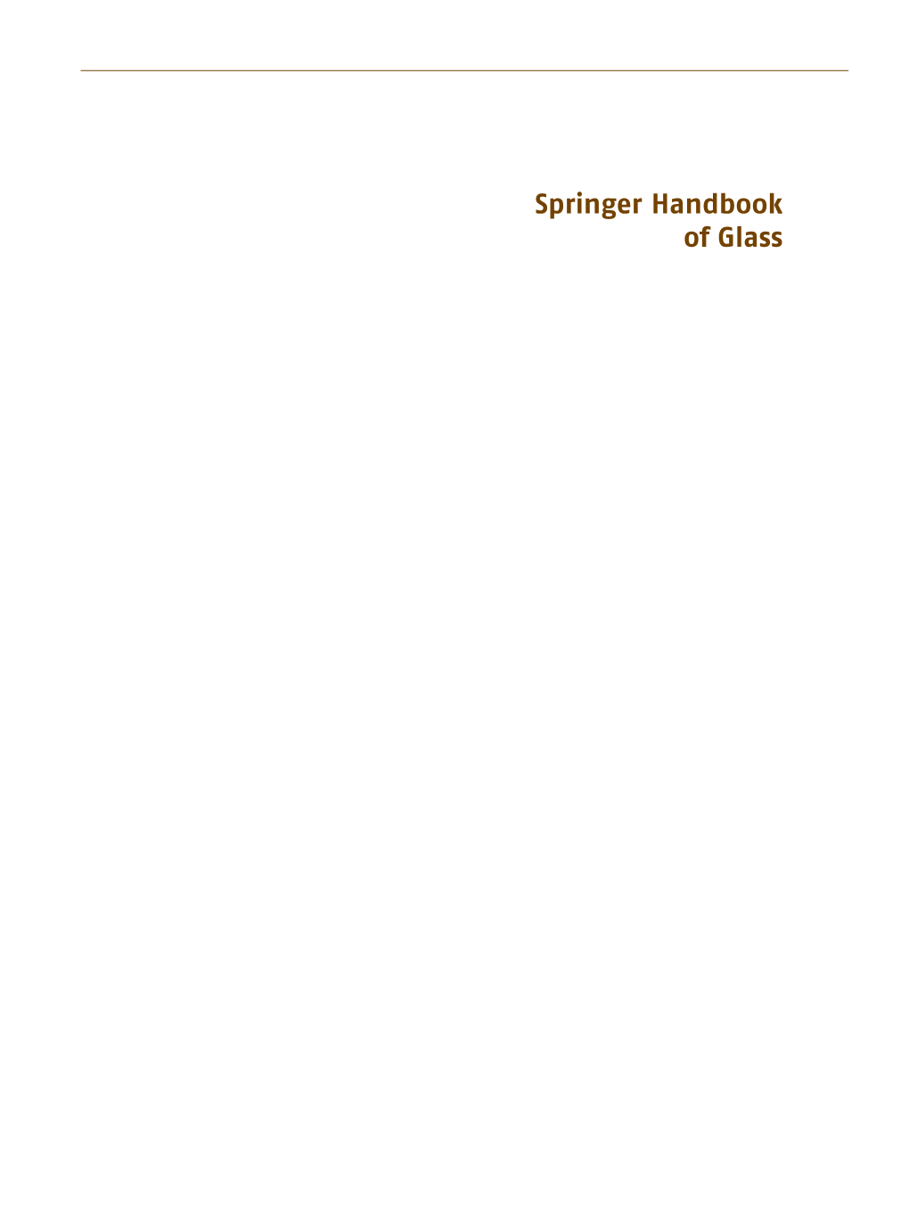 Springer Handbook of Glass