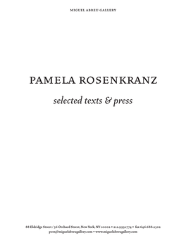 Pamela Rosenkranz Selected Texts & Press