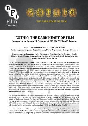 GOTHIC: the DARK HEART of FILM Season Launches on 21 October at BFI SOUTHBANK, London