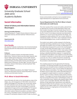 Social Informatics Course Requirement for the Ph.D