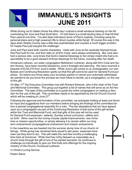 Immanuel's Insights June 2011