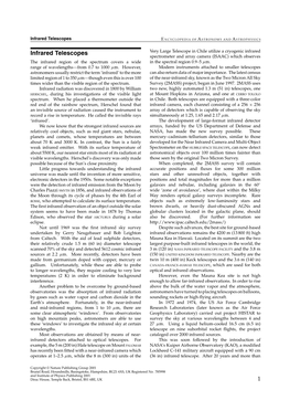 Infrared Telescopes E NCYCLOPEDIA of a STRONOMY and a STROPHYSICS