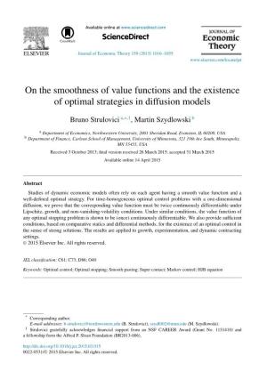 On the Smoothness of Value Functions and the Existence of Optimal Strategies in Diffusion Models