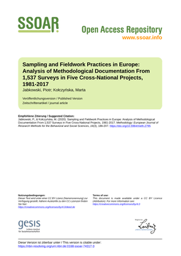 Sampling and Fieldwork Practices in Europe