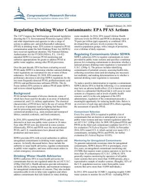 Regulating Drinking Water Contaminants: EPA PFAS Actions
