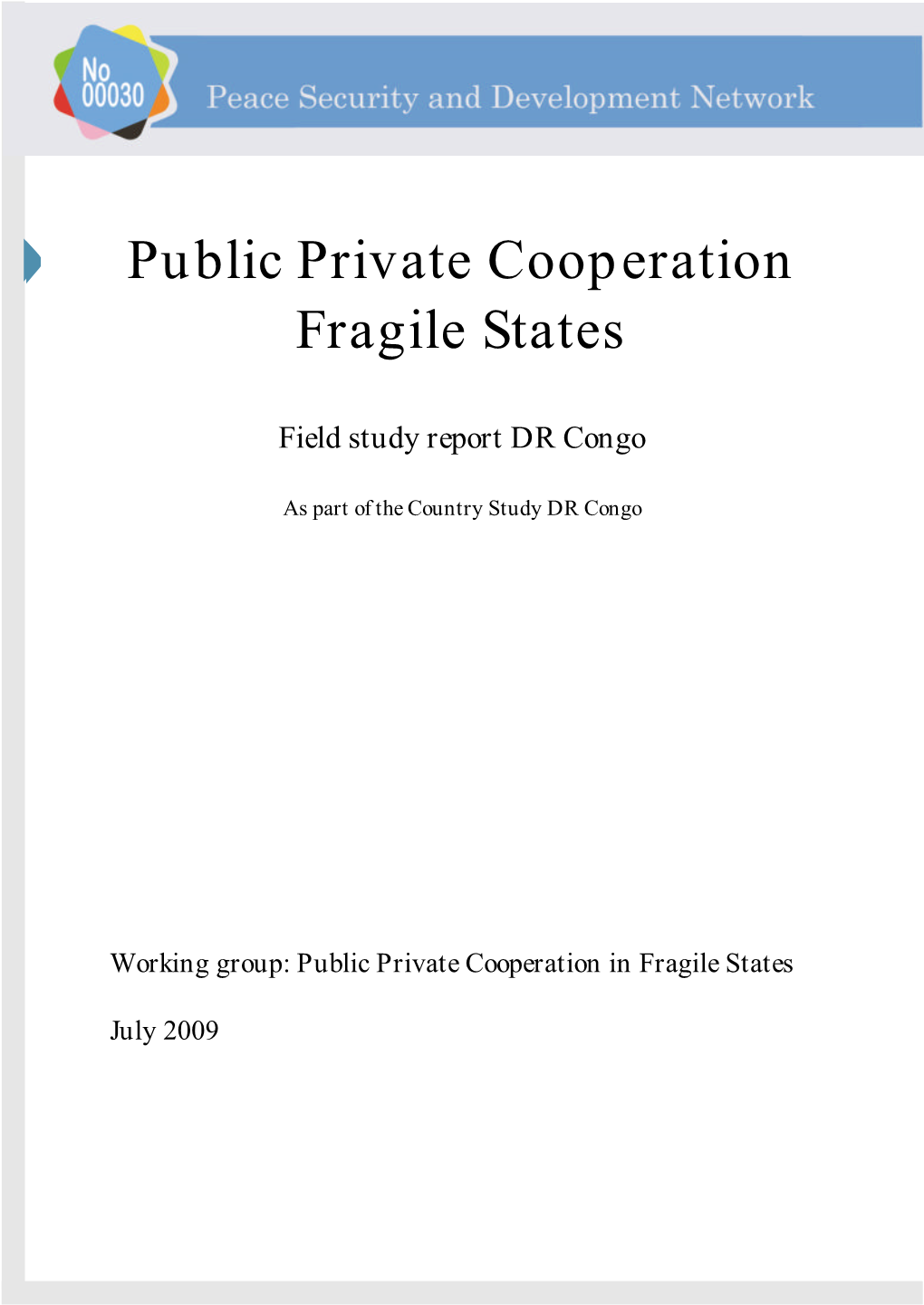 Public Private Cooperation Fragile States