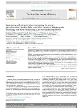 Laparotomy and Intraoperative Enteroscopy for Obscure