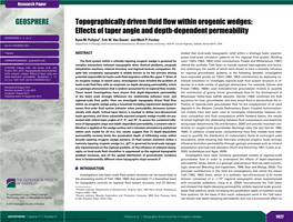 Topographically Driven Fluid Flow Within Orogenic Wedges: Effects of Taper Angle and Depth-Dependent Permeability GEOSPHERE; V