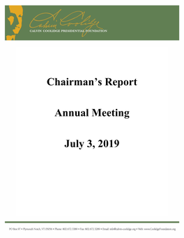 2019 Chairman's Report to Members