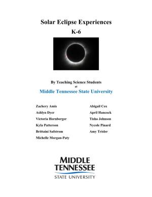 Solar Eclipse Experiences K-6