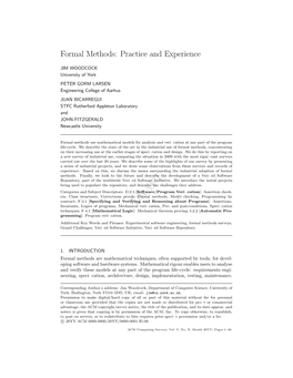 Formal Methods: Practice and Experience