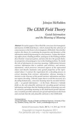 The CEMI Field Theory Gestalt Information and the Meaning of Meaning