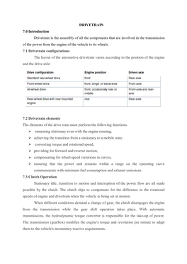 DRIVETRAIN 7.0 Introduction Drivetrain Is the Assembly of All The