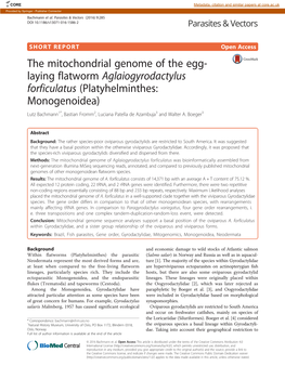 The Mitochondrial Genome of the Egg-Laying Flatworm