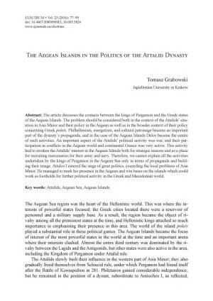 The Aegean Islands in the Politics of the Attalid Dynasty