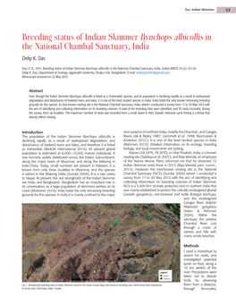 Breeding Status of Indian Skimmer Rynchops Albicollis in the National Chambal Sanctuary, India Delip K