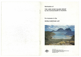 Nomination of the Lord Howe Island Group by the Commonwealth Of