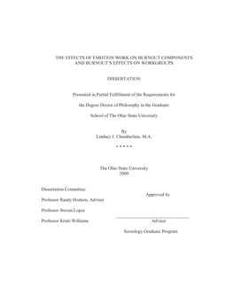 The Effects of Emotion Work on Burnout Components and Burnout’S Effects on Workgroups
