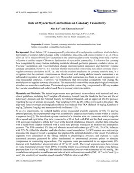 Role of Myocardial Contractions on Coronary Vasoactivity