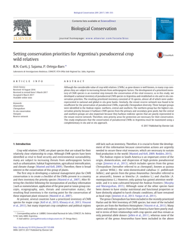 Setting Conservation Priorities for Argentina's Pseudocereal Crop Wild Relatives