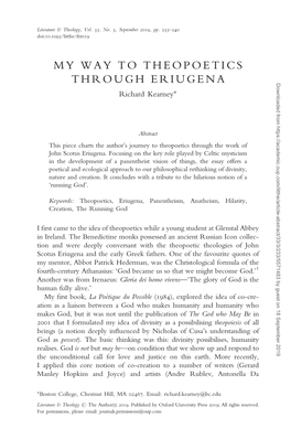 My Way to Theopoetics Through Eriugena