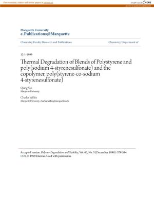 Thermal Degradation of Blends of Polystyrene and Poly(Sodium 4-Styrenesulfonate)