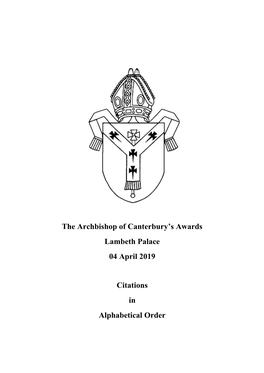 The Archbishop of Canterbury's Awards Lambeth Palace 04 April