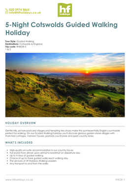 5-Night Cotswolds Guided Walking Holiday