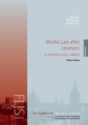 Media Law After Leveson: a View from the Coalface