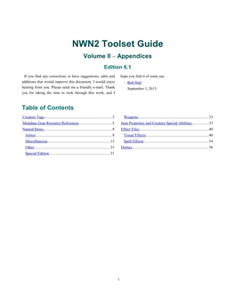 NWN2 Toolset Guide Volume II ‒ Appendices Edition 6.1