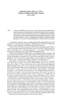 Cronologia Della Vita E Dell'opera Di Karl Marx 1818-1883 (Pdf 556