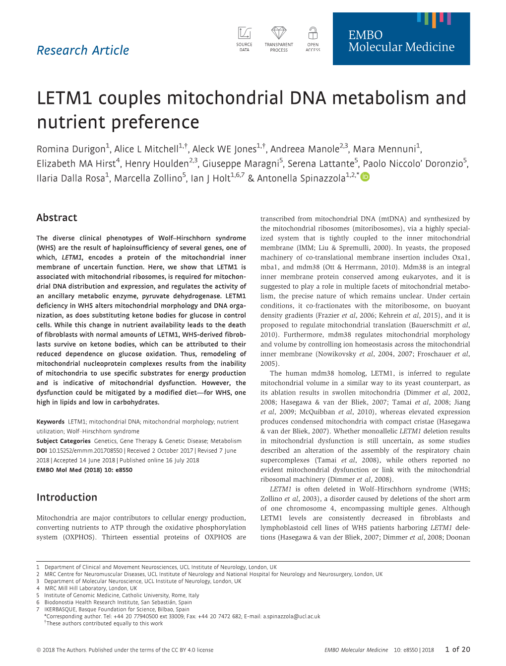 LETM1 Couples Mitochondrial DNA Metabolism and Nutrient Preference