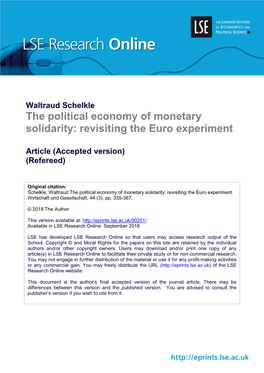 The Political Economy of Monetary Solidarity: Revisiting the Euro Experiment