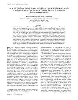 An Arf1 Synthetic Lethal Screen Identifies a New Clathrin Heavy