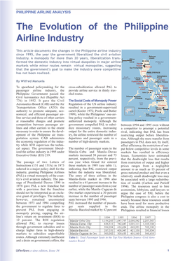 The Evolution of the Philippine Airline Industry
