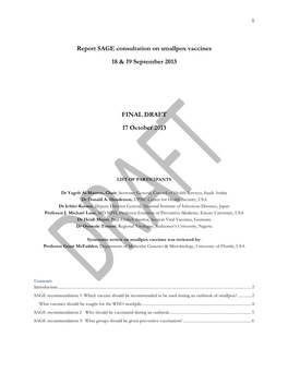 Report SAGE Consultation on Smallpox Vaccines 18 & 19