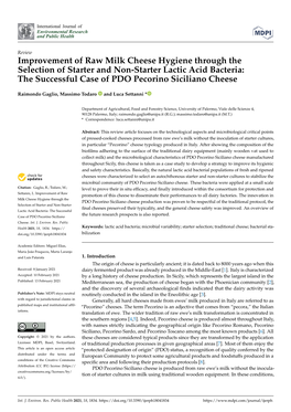 Improvement of Raw Milk Cheese Hygiene Through the Selection of Starter and Non-Starter Lactic Acid Bacteria: the Successful Case of PDO Pecorino Siciliano Cheese