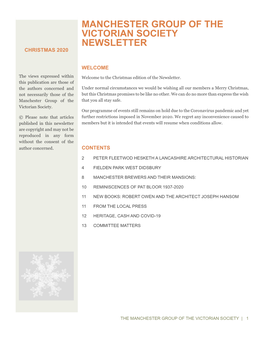 Manchester Group of the Victorian Society Newsletter Christmas 2020