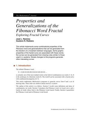 Properties and Generalizations of the Fibonacci Word Fractal Exploring Fractal Curves José L