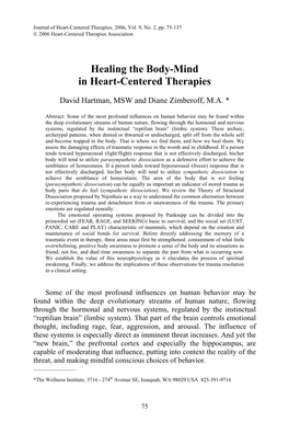 Healing the Body-Mind in Heart-Centered Therapies