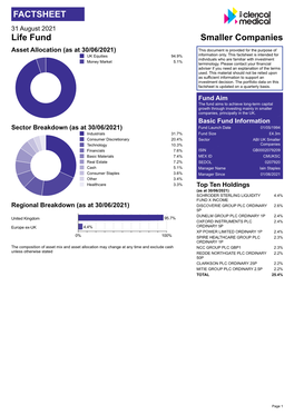 Smaller Companies PDF Factsheet