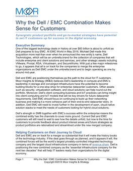 Why the Dell / EMC Combination Makes Sense for Customers