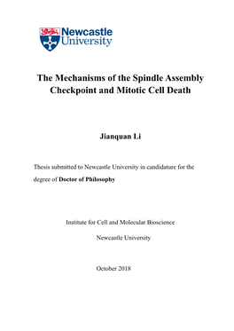 The Mechanisms of the Spindle Assembly Checkpoint and Mitotic Cell Death