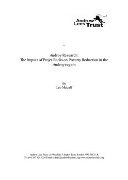 Research of the Impact of PR in the Androy Region
