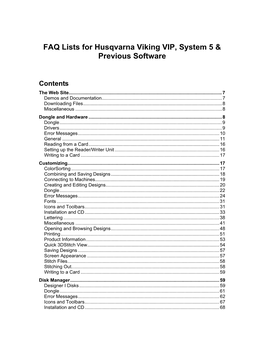 FAQ Lists for Husqvarna Viking Software