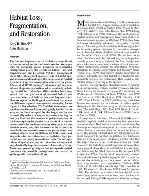 Habitat Loss, Fragmentation, and Restoration